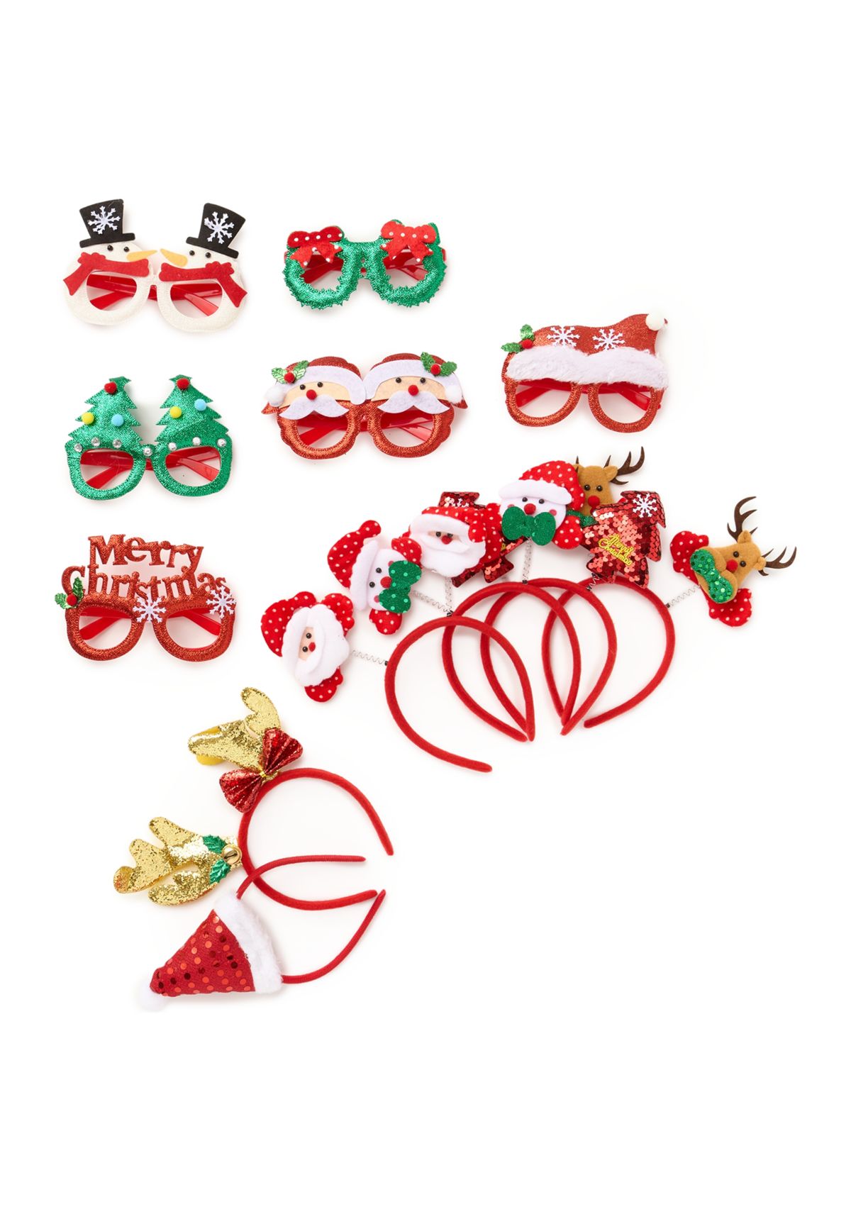 12 Piece Christmas Headbands and Glasses
