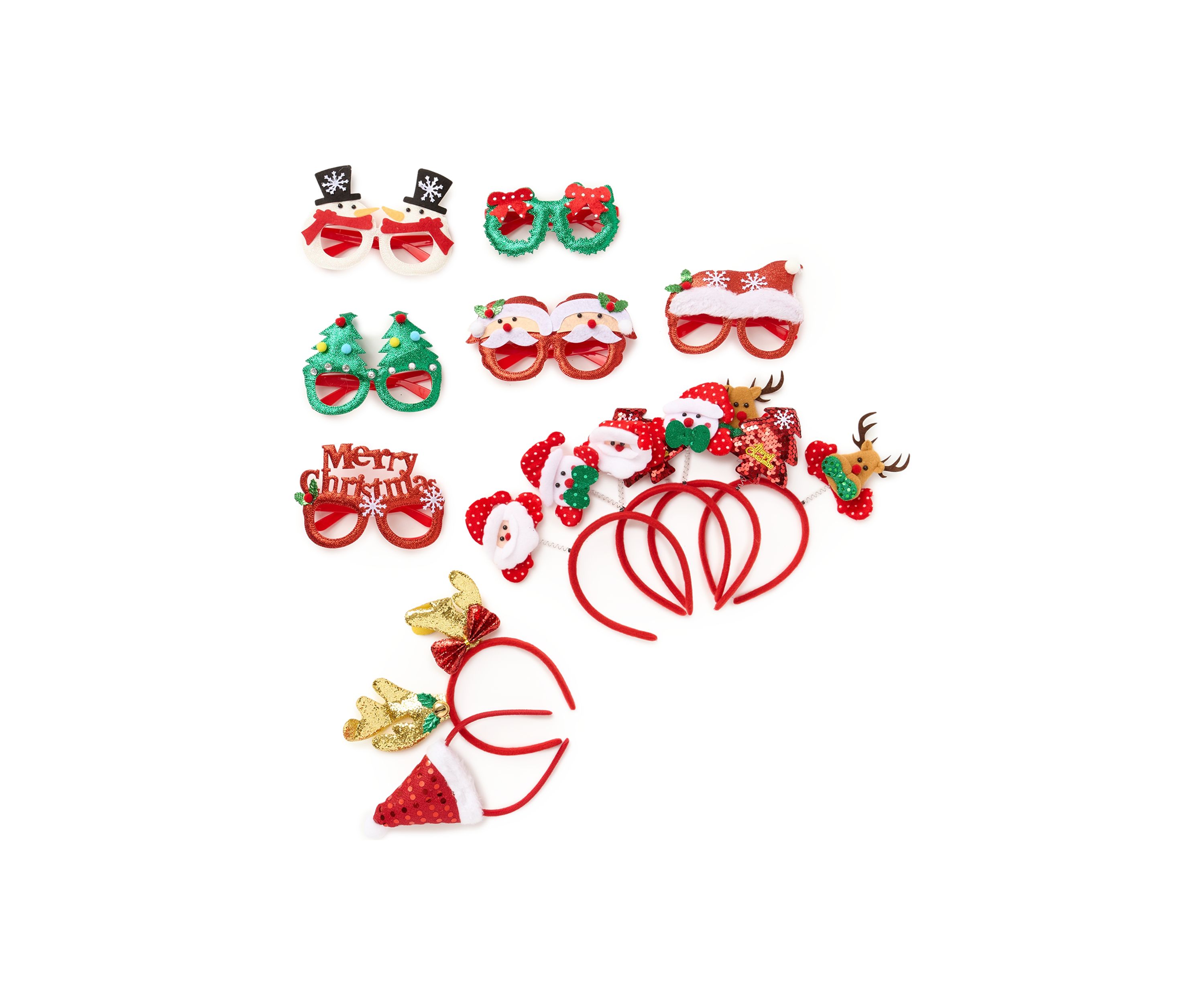 12 Piece Christmas Headbands and Glasses