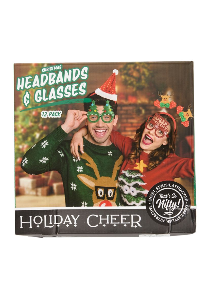 12 Piece Christmas Headbands and Glasses