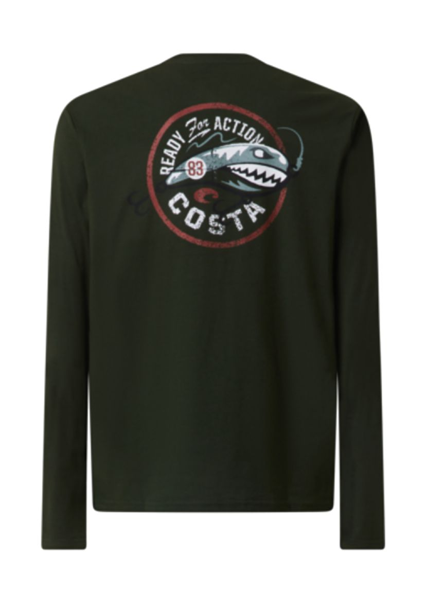 Mens Long Sleeve Ready for Action Graphic T-Shirt