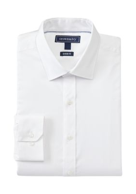 Crown & Ivy Men's Spread Collar Twill Dress Shirt
