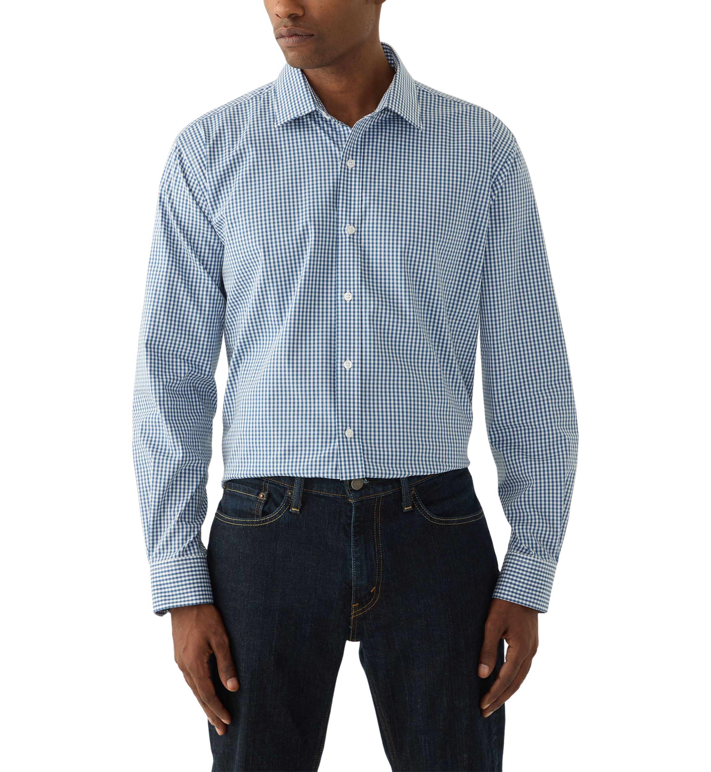 Gingham Printed Spread Collar Shirt