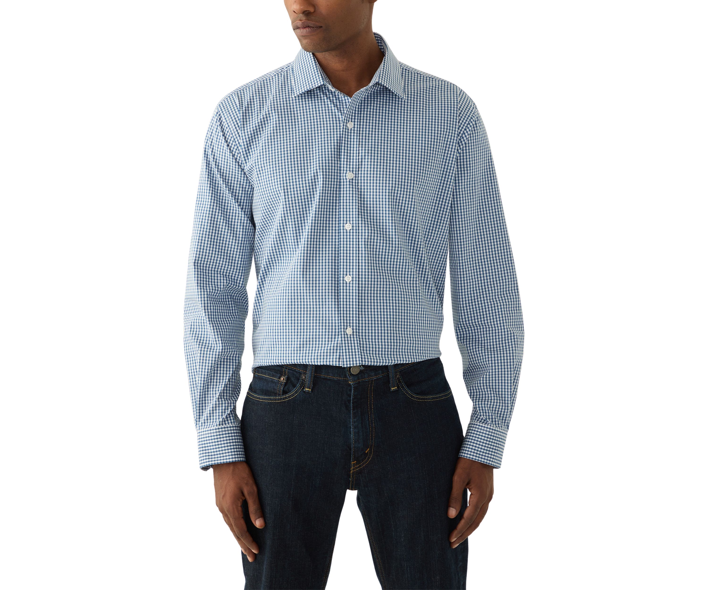 Gingham Printed Spread Collar Shirt