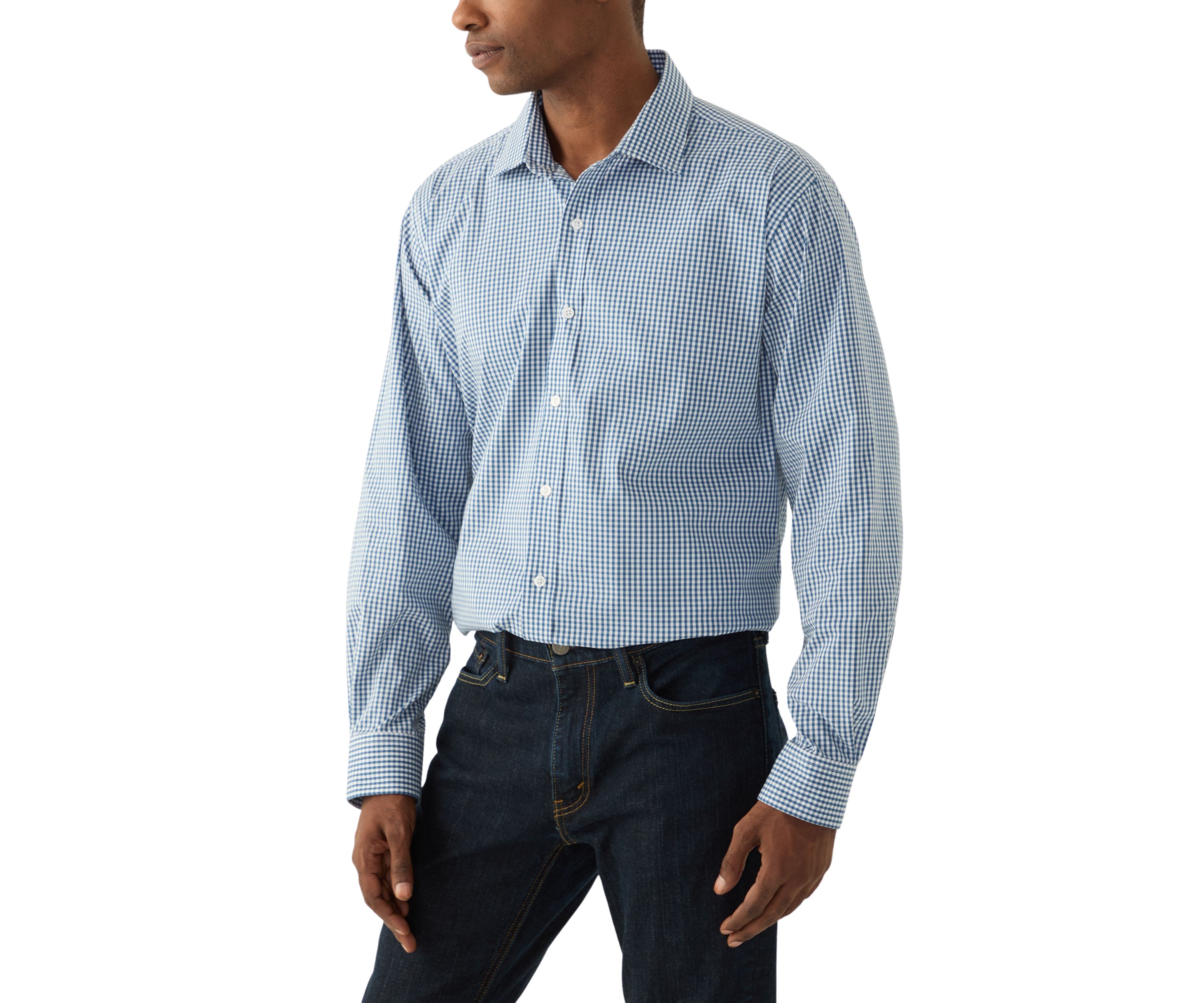 Gingham Printed Spread Collar Shirt