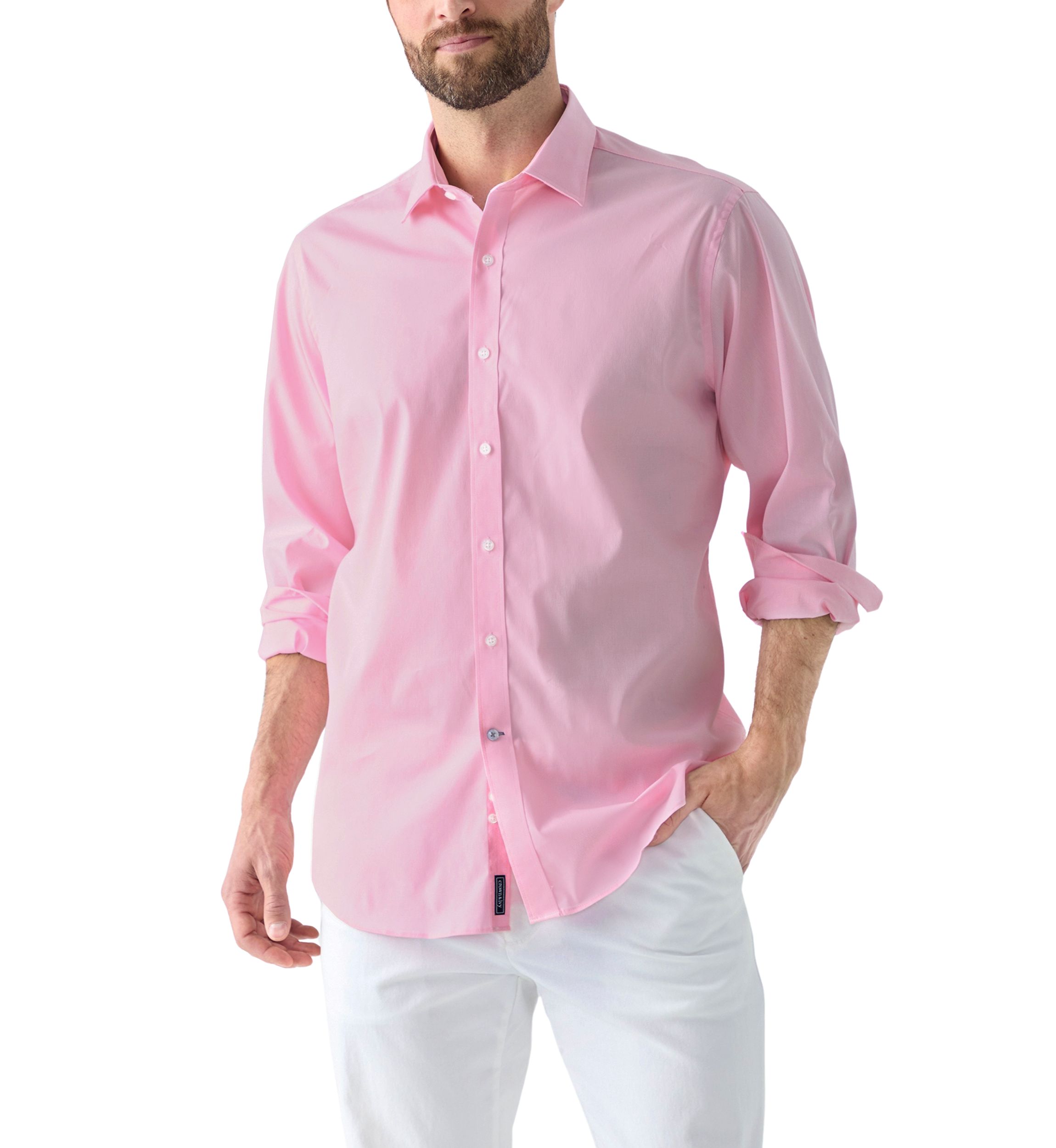 Solid Cotton Blend Dress Shirt