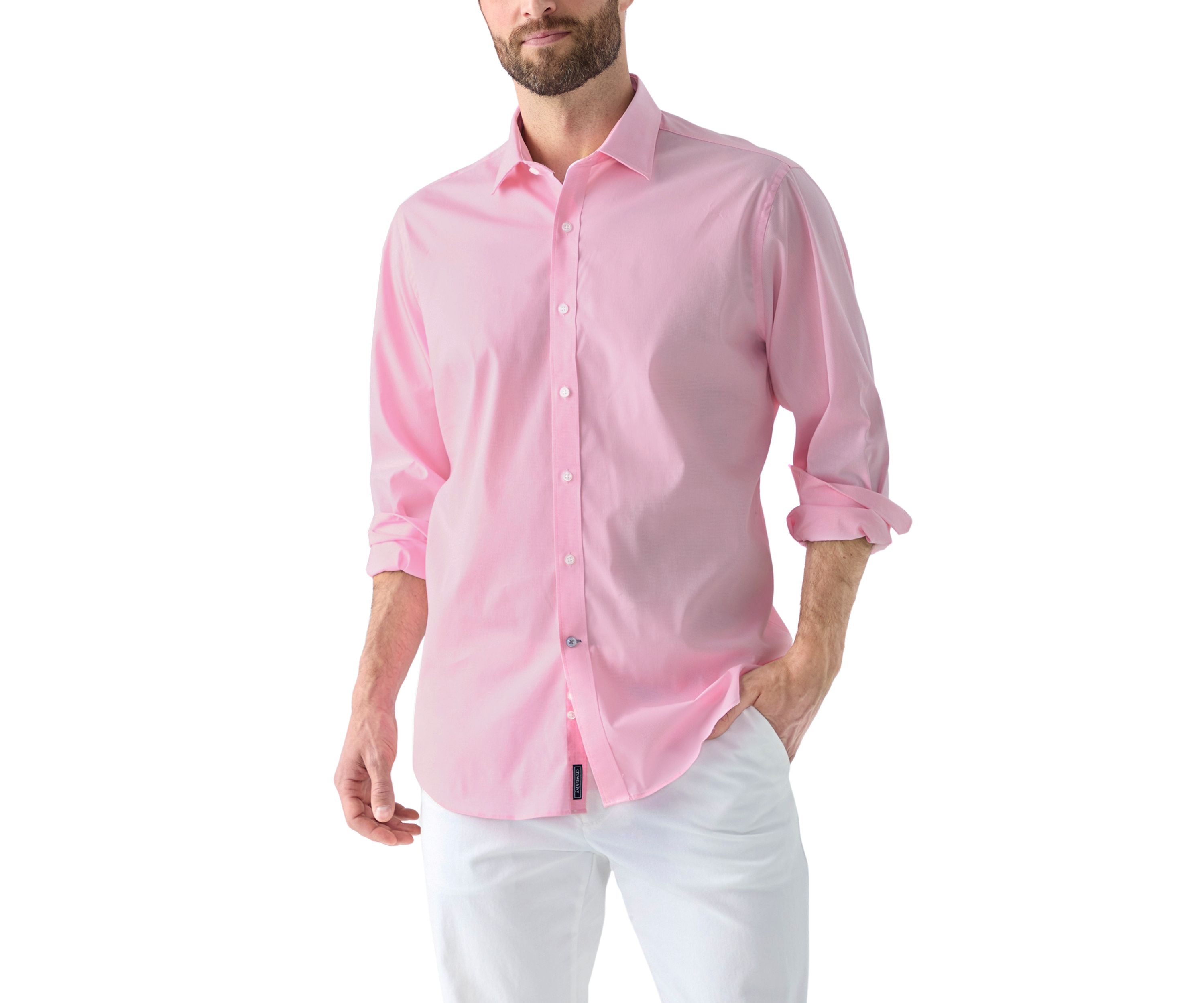 Solid Cotton Blend Dress Shirt