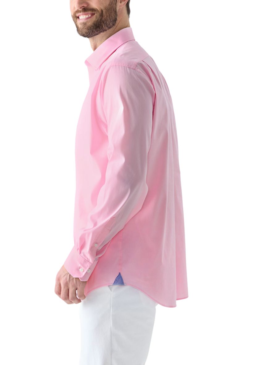 Solid Cotton Blend Dress Shirt