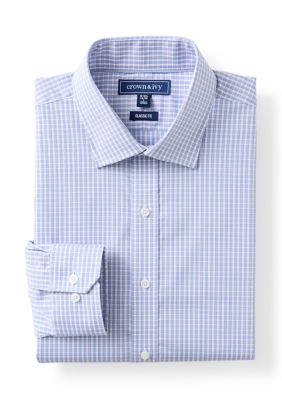 Crown & Ivy Men's Grid Check Spread Collar Shirt