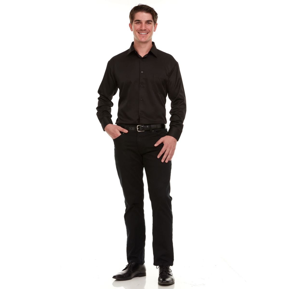 Mens Regular-Fit Sateen Stretch Dress Shirt