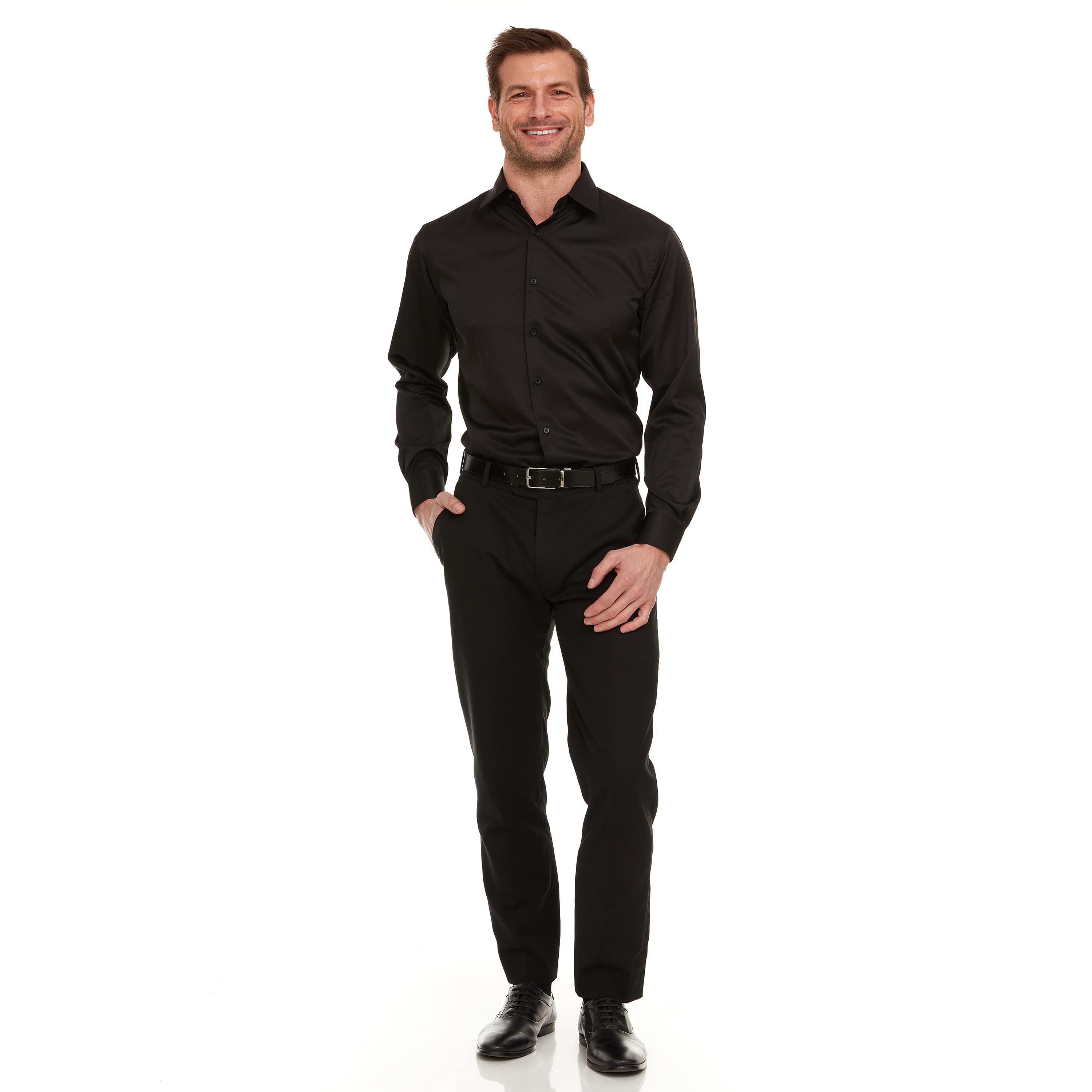 Mens Slim-Fit Sateen Stretch Dress Shirt