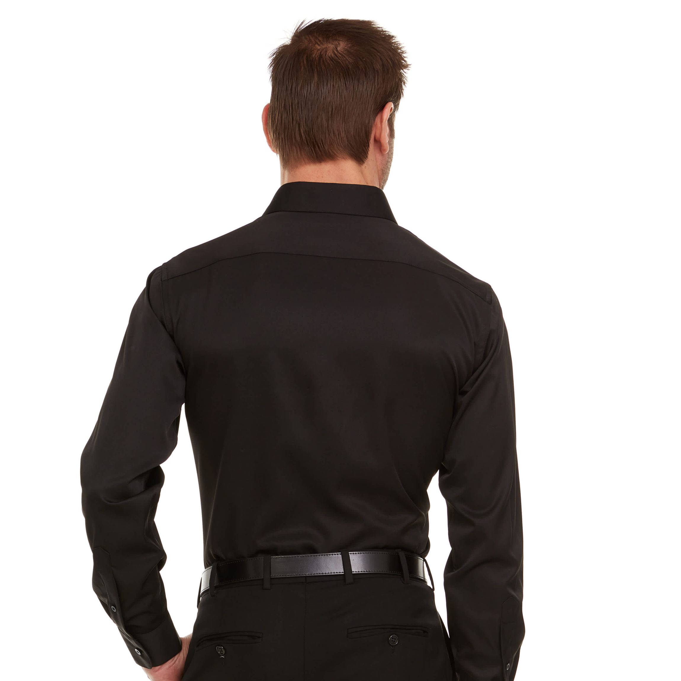 Mens Slim-Fit Sateen Stretch Dress Shirt