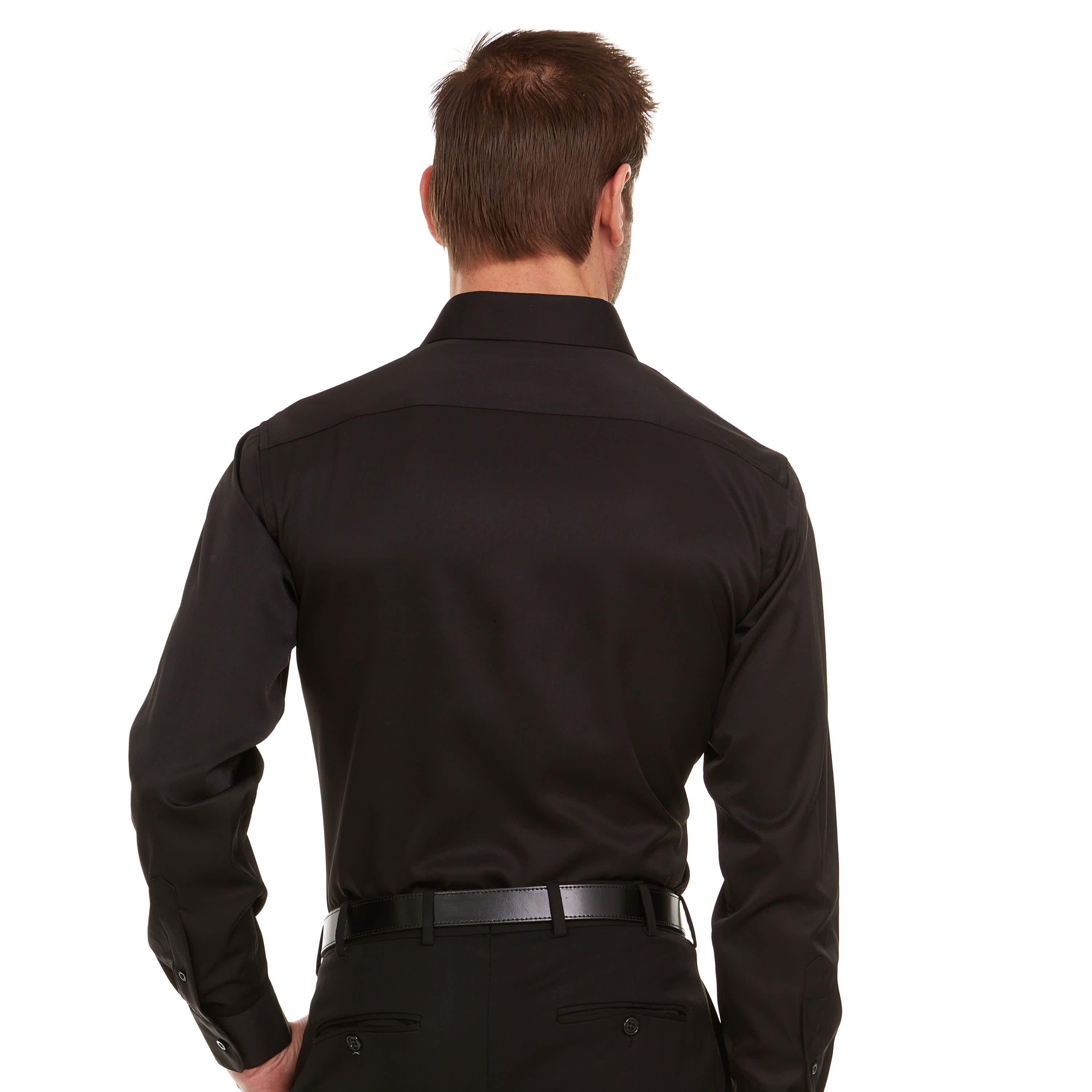 Mens Slim-Fit Sateen Stretch Dress Shirt