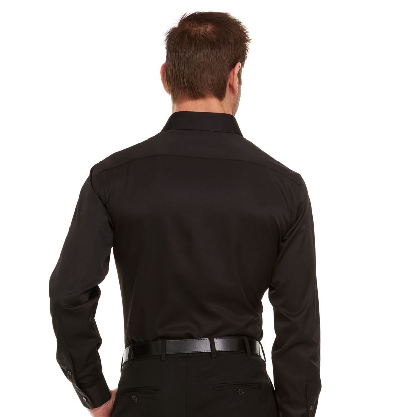 Mens Slim-Fit Sateen Stretch Dress Shirt