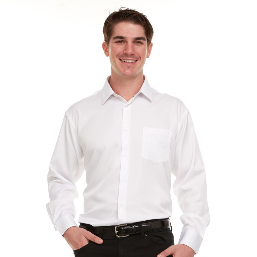 Mens Regular-Fit Sateen Stretch Dress Shirt