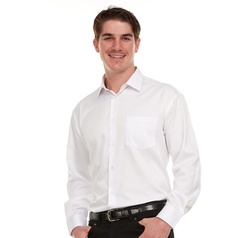 Mens Regular-Fit Sateen Stretch Dress Shirt