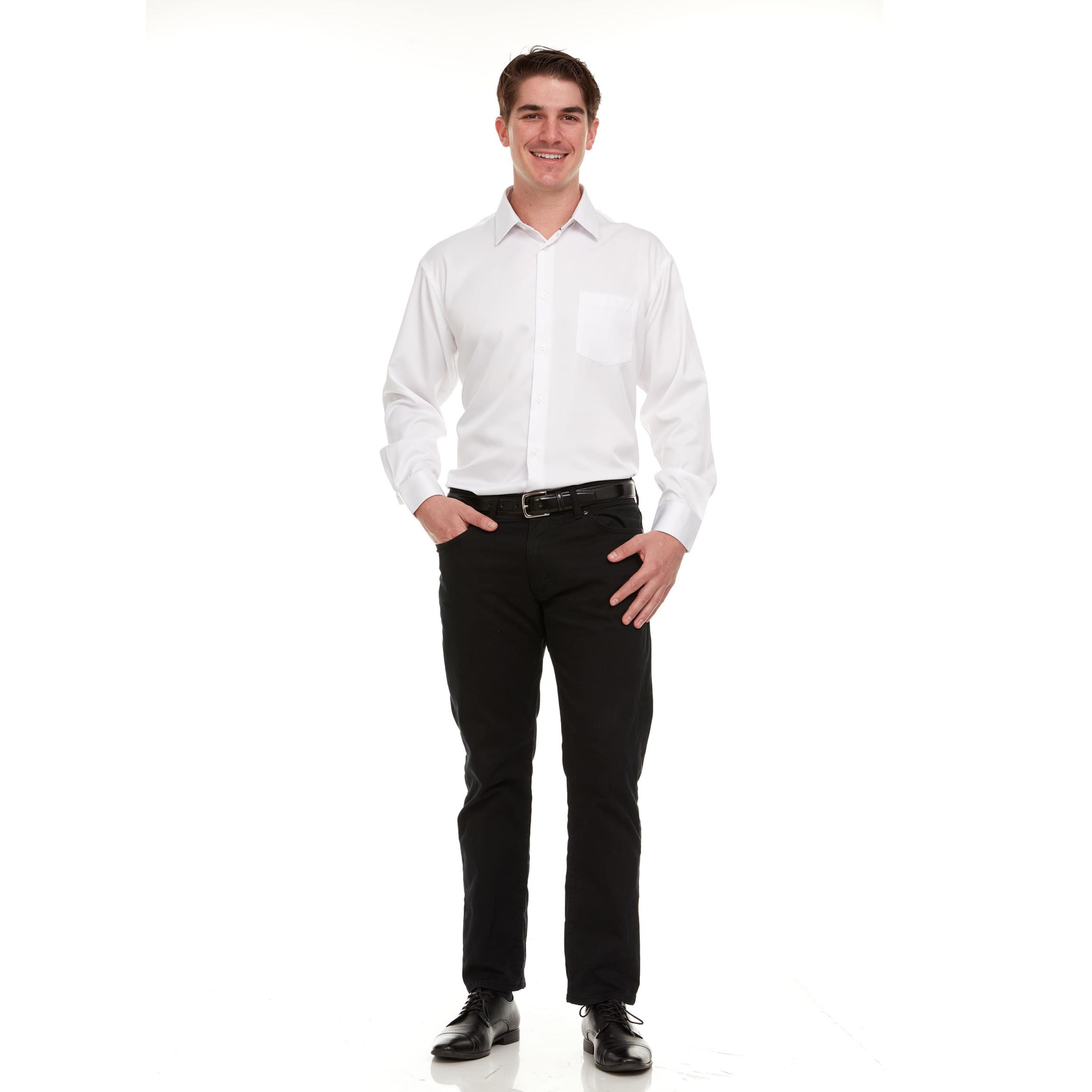 Mens Regular-Fit Sateen Stretch Dress Shirt