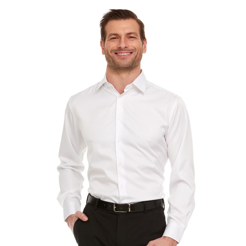 Mens Slim-Fit Sateen Stretch Dress Shirt