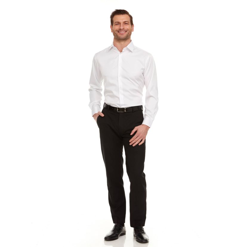 Mens Slim-Fit Sateen Stretch Dress Shirt