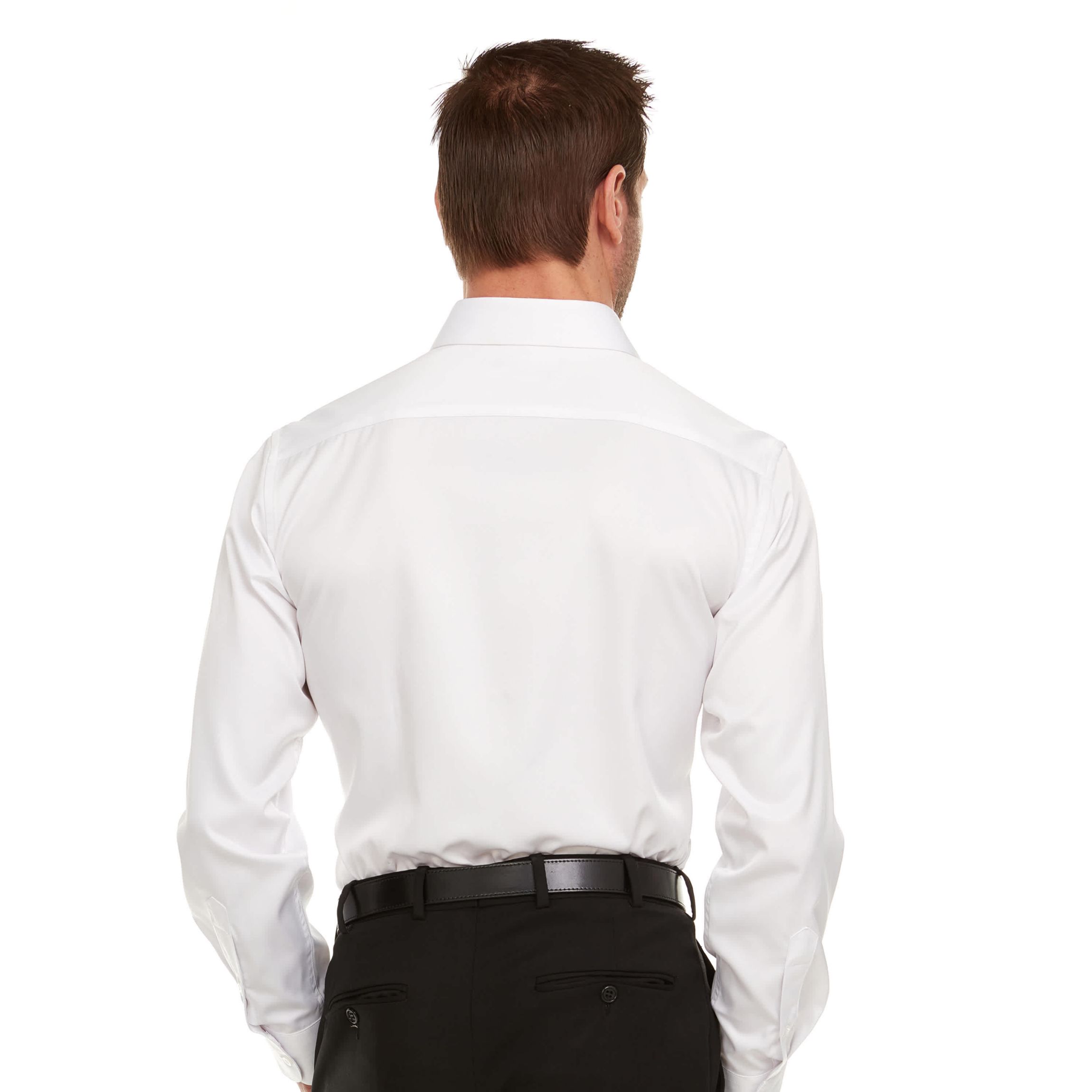 Mens Slim-Fit Sateen Stretch Dress Shirt