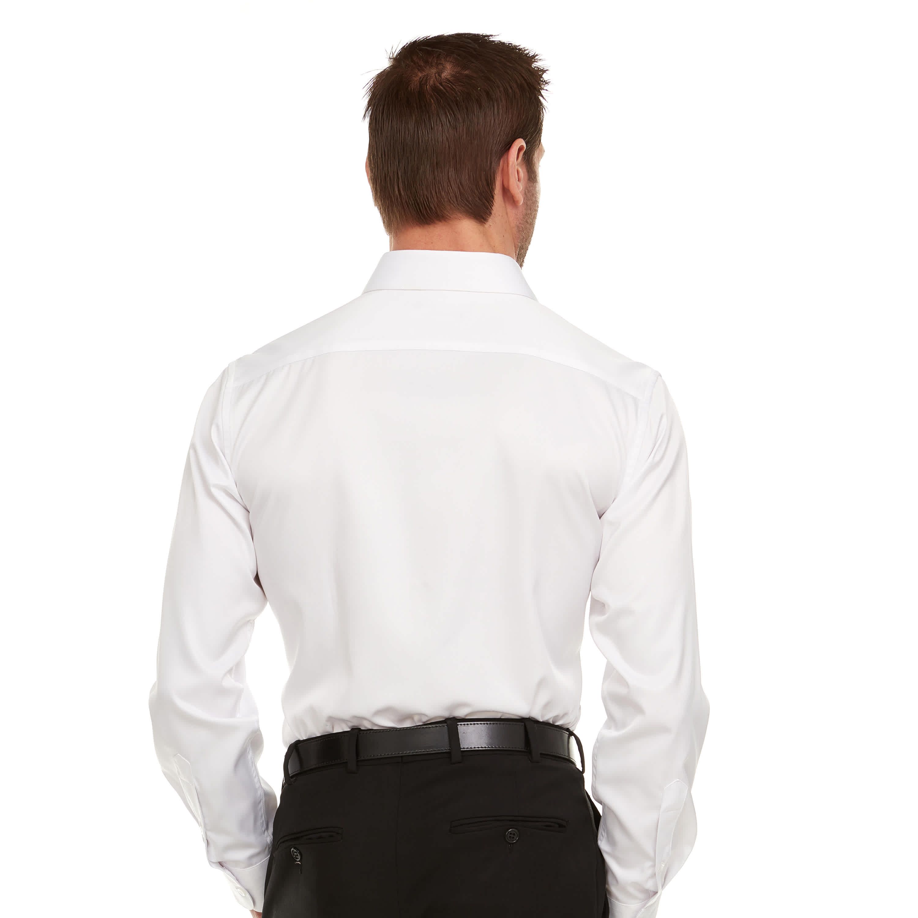 Mens Slim-Fit Sateen Stretch Dress Shirt