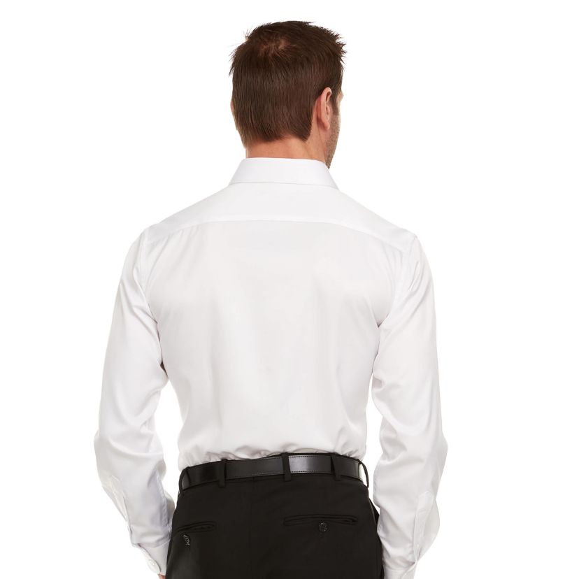 Mens Slim-Fit Sateen Stretch Dress Shirt