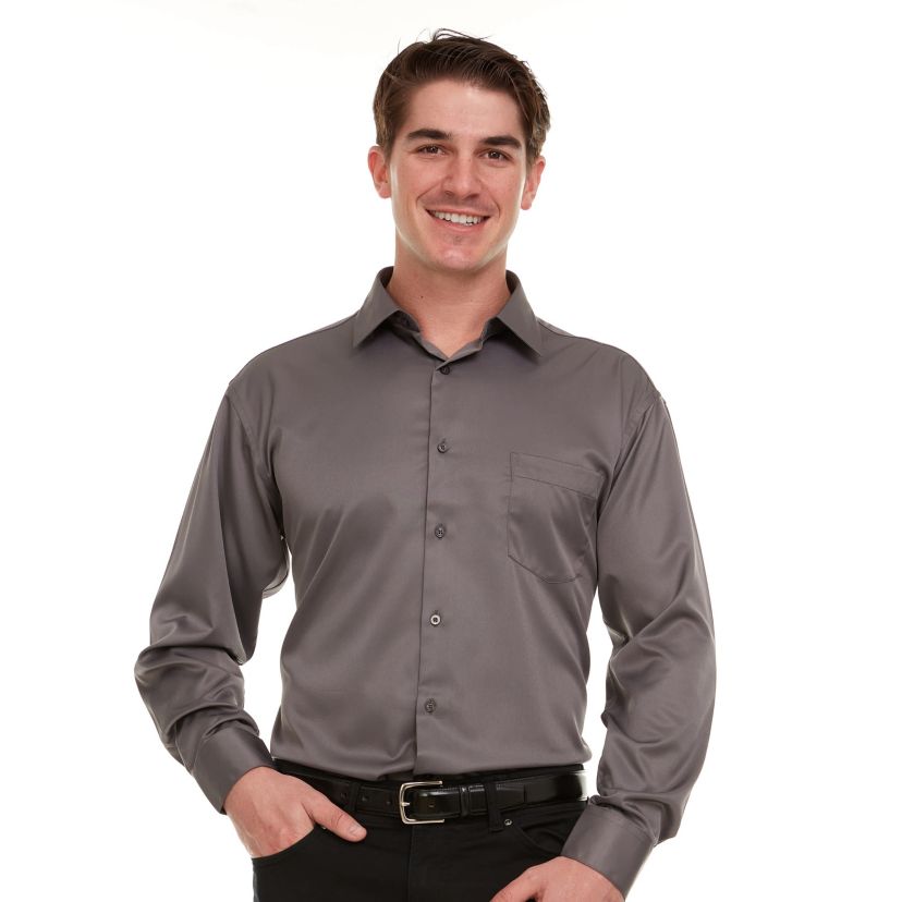 Mens Regular-Fit Sateen Stretch Dress Shirt
