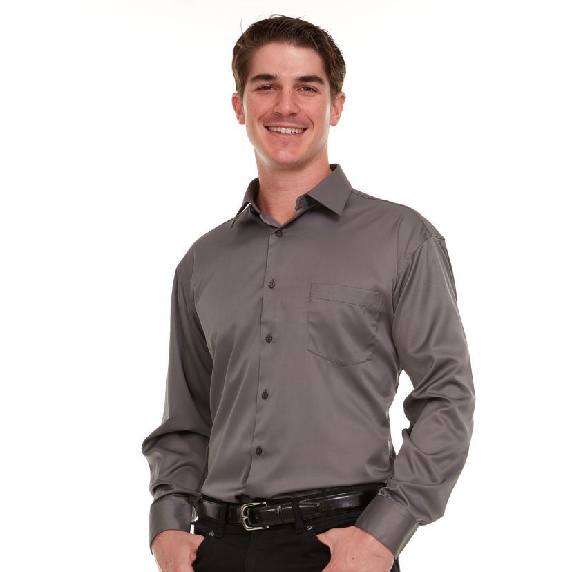 Mens Regular-Fit Sateen Stretch Dress Shirt