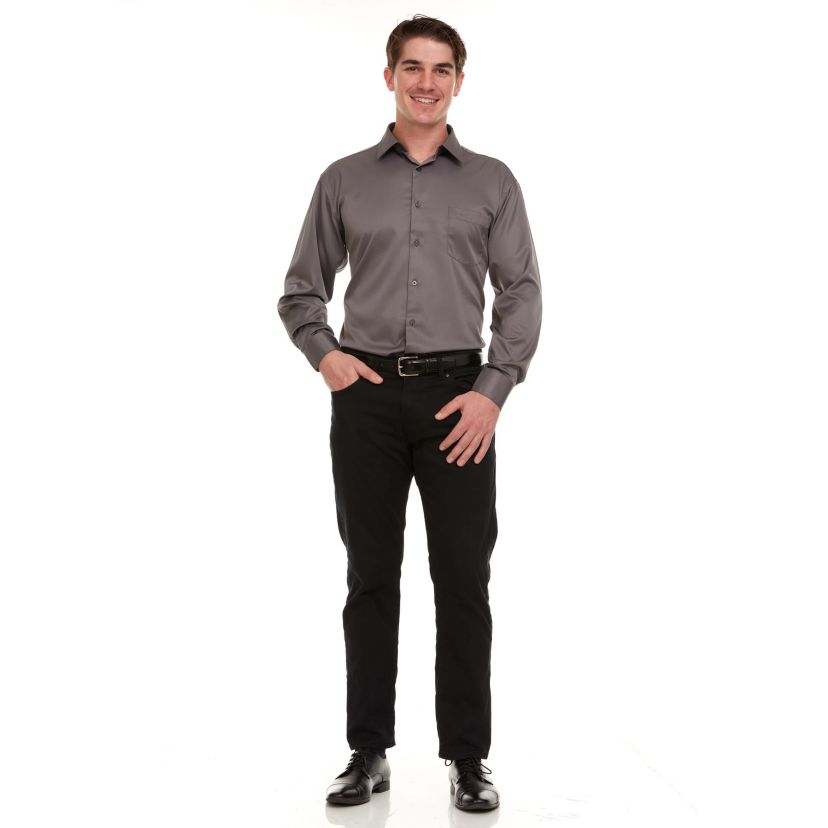 Mens Regular-Fit Sateen Stretch Dress Shirt