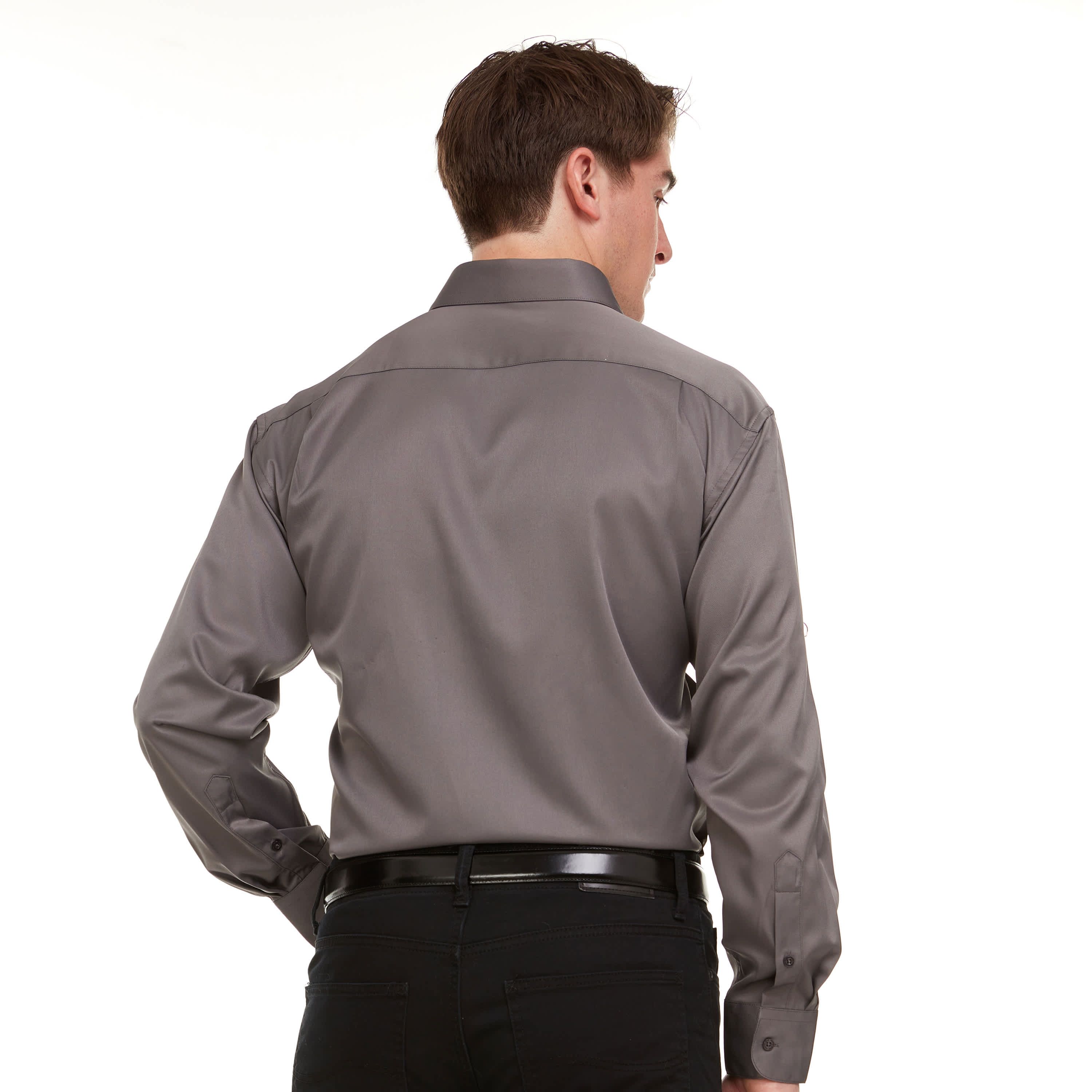 Mens Regular-Fit Sateen Stretch Dress Shirt