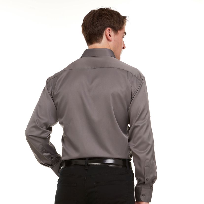 Mens Regular-Fit Sateen Stretch Dress Shirt