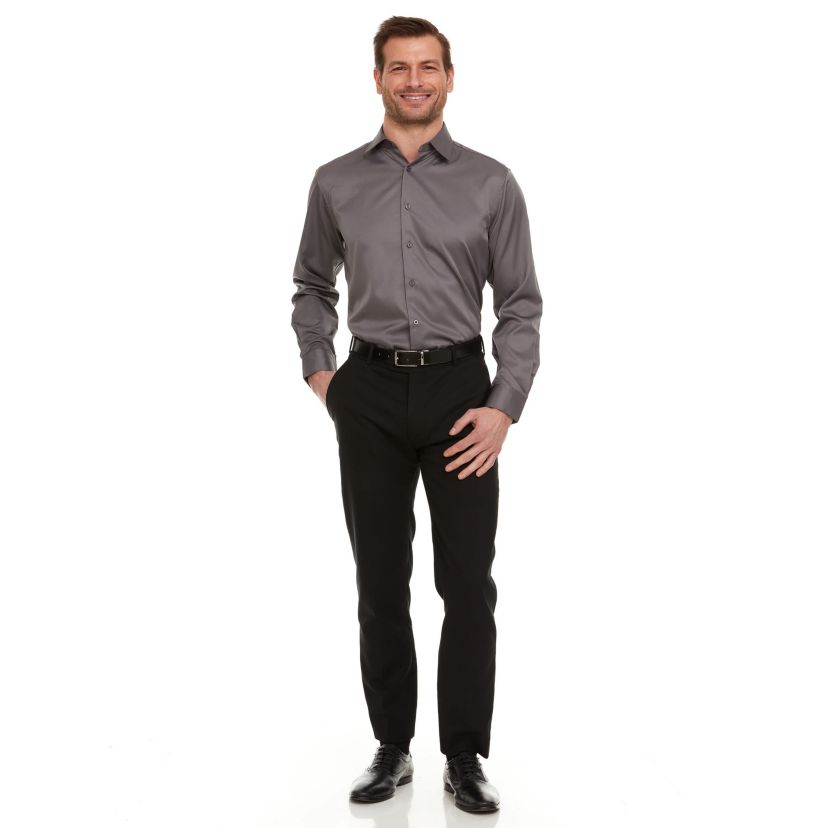 Mens Slim-Fit Sateen Stretch Dress Shirt
