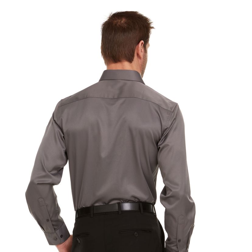 Mens Slim-Fit Sateen Stretch Dress Shirt