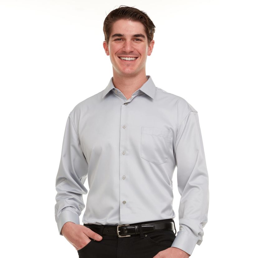 Mens Regular-Fit Sateen Stretch Dress Shirt