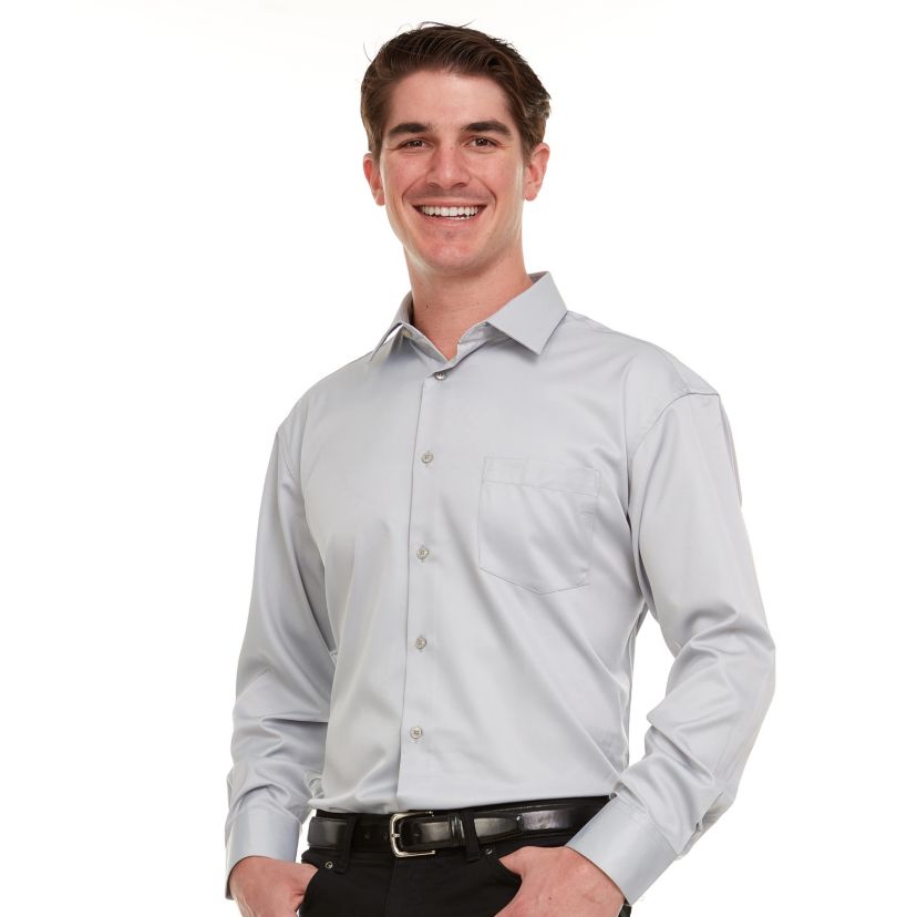 Mens Regular-Fit Sateen Stretch Dress Shirt