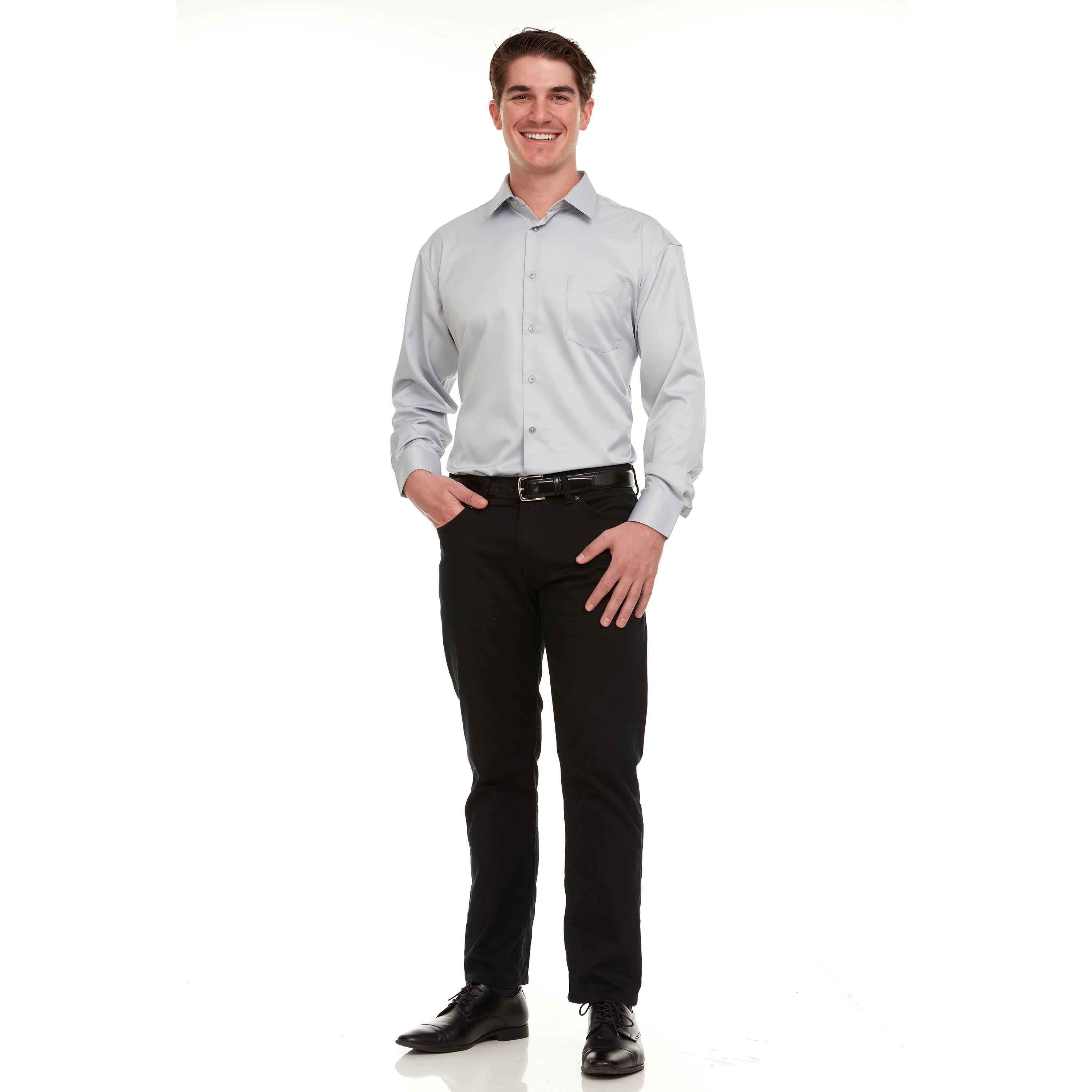 Mens Regular-Fit Sateen Stretch Dress Shirt