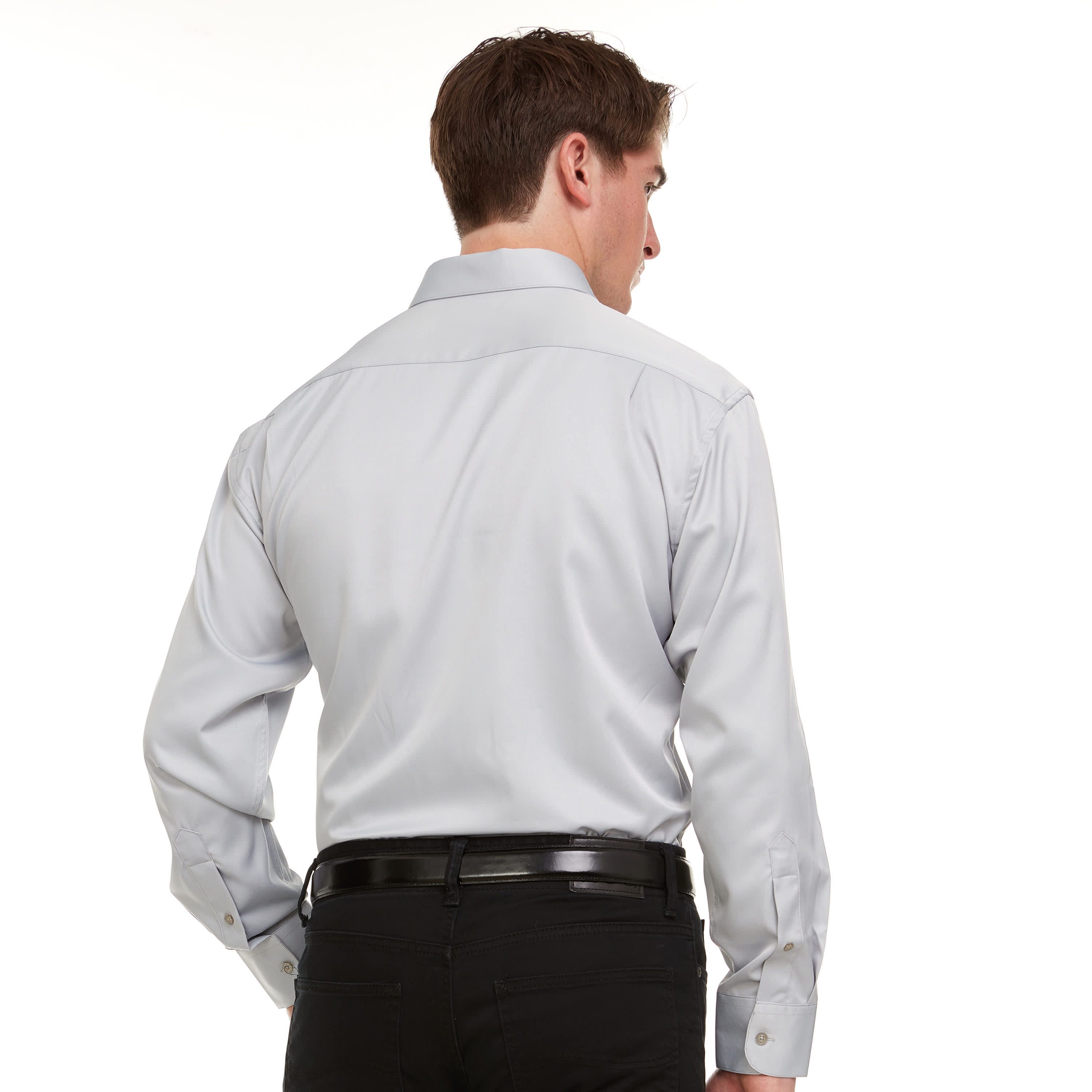 Mens Regular-Fit Sateen Stretch Dress Shirt