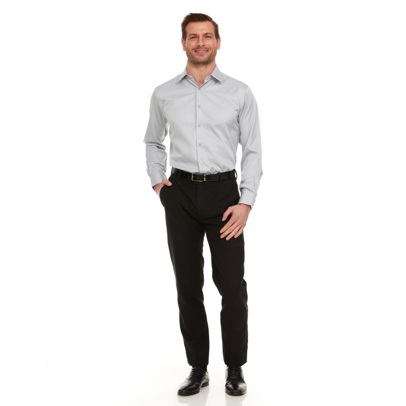 Mens Slim-Fit Sateen Stretch Dress Shirt