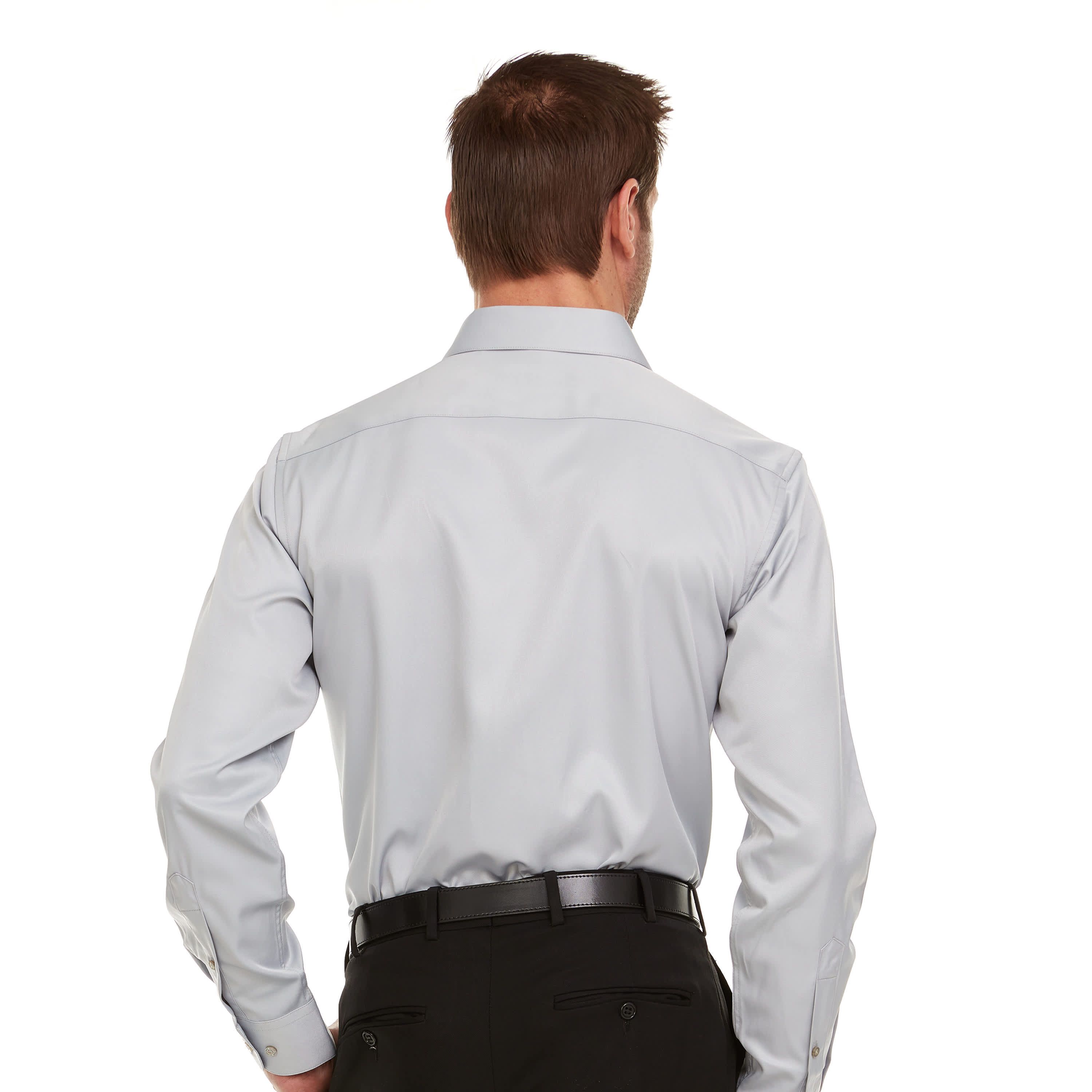 Mens Slim-Fit Sateen Stretch Dress Shirt