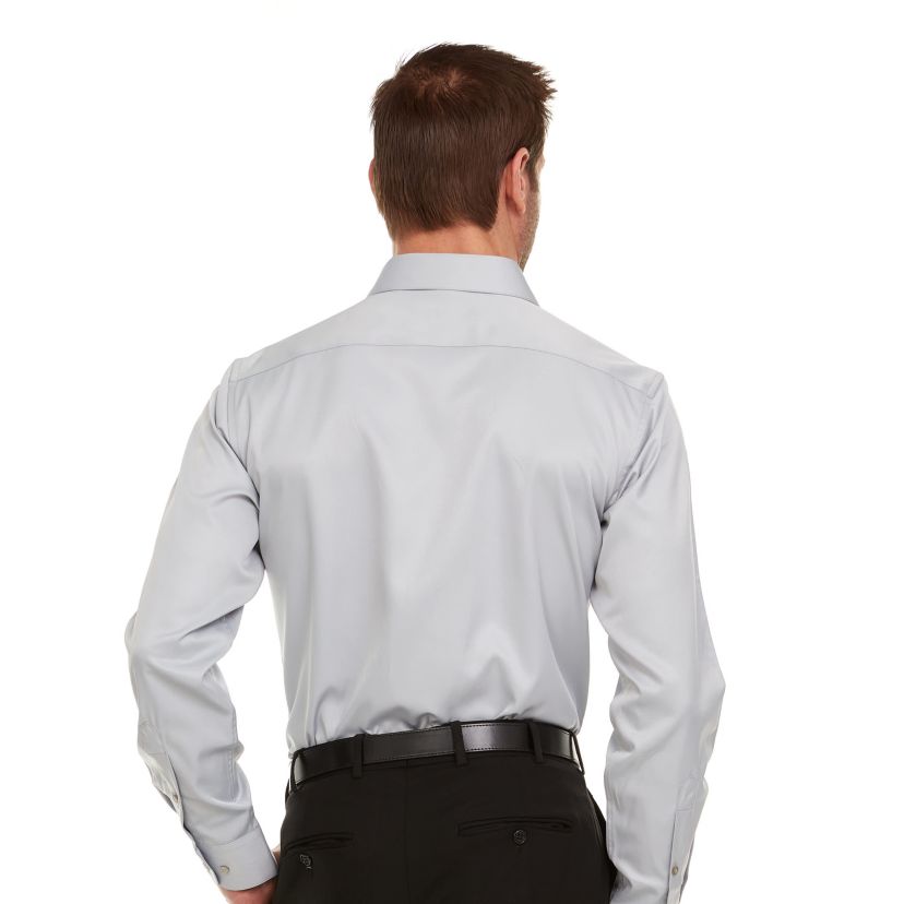 Mens Slim-Fit Sateen Stretch Dress Shirt