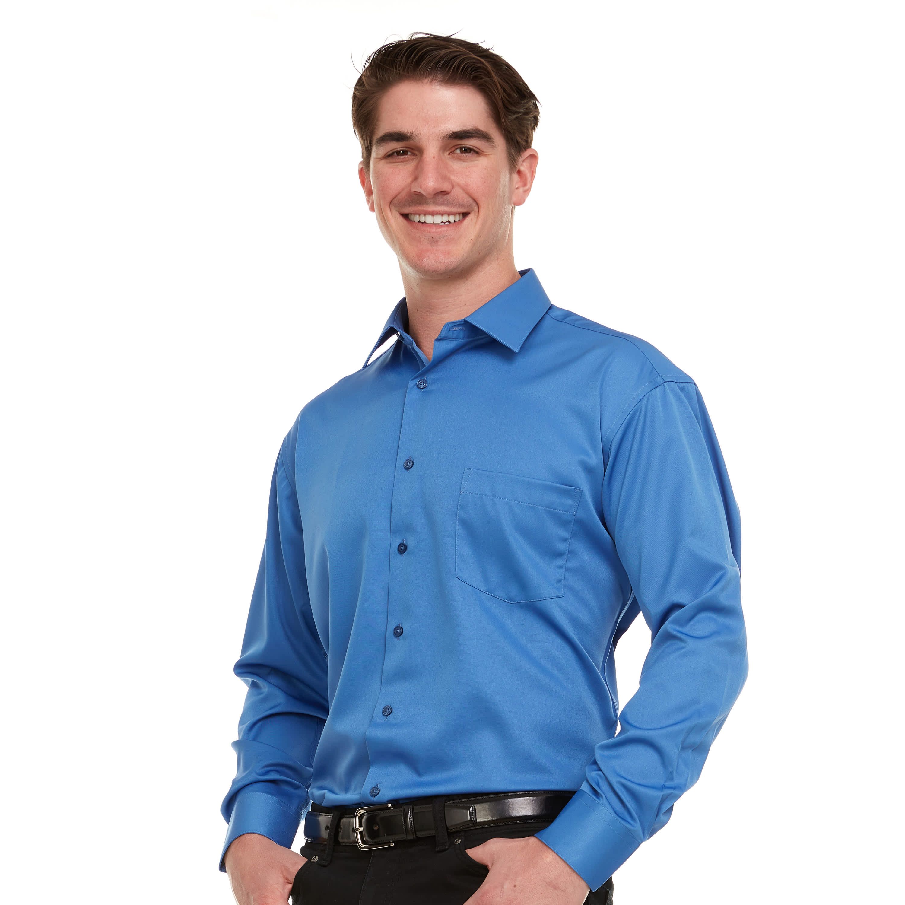 Mens Regular-Fit Sateen Stretch Dress Shirt
