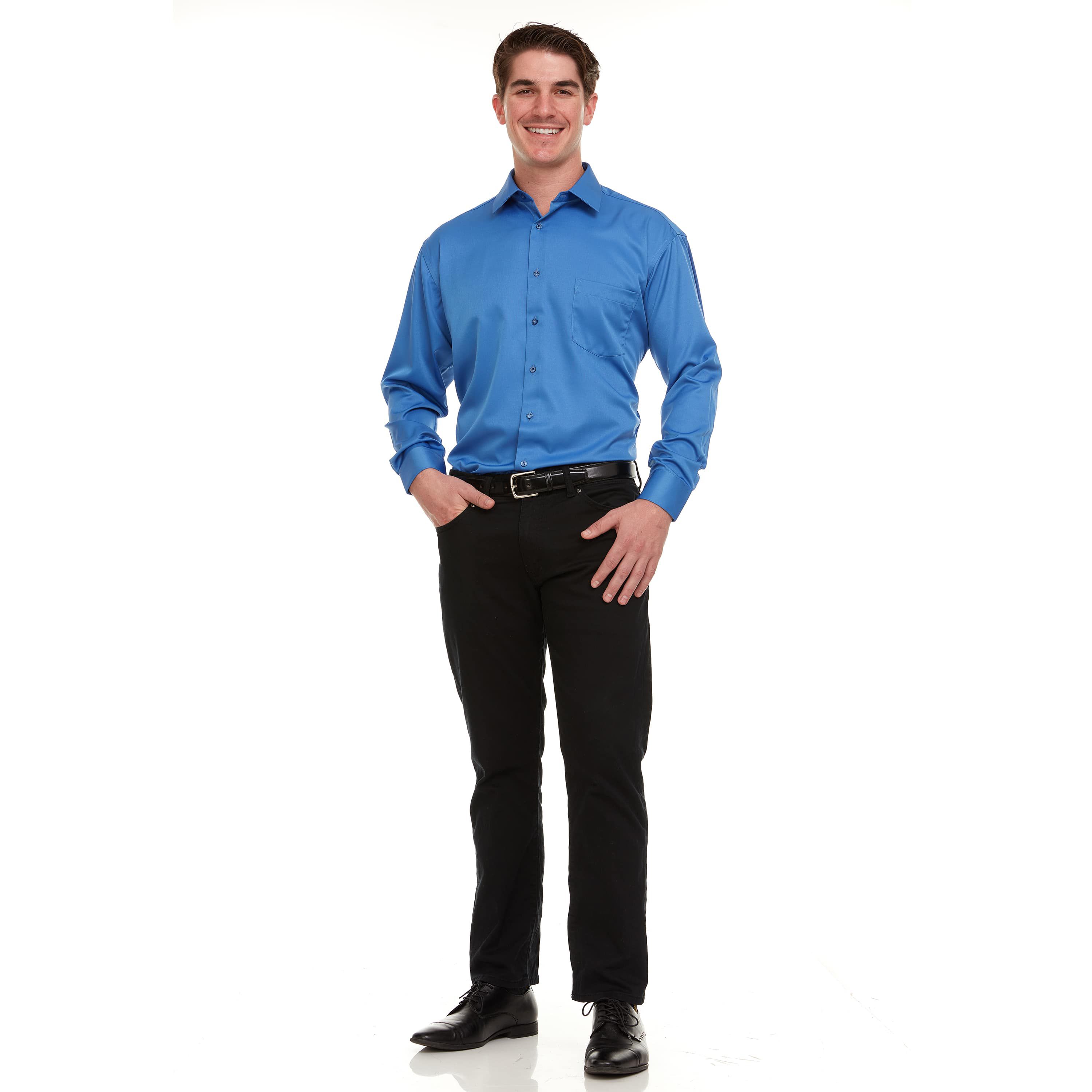 Mens Regular-Fit Sateen Stretch Dress Shirt