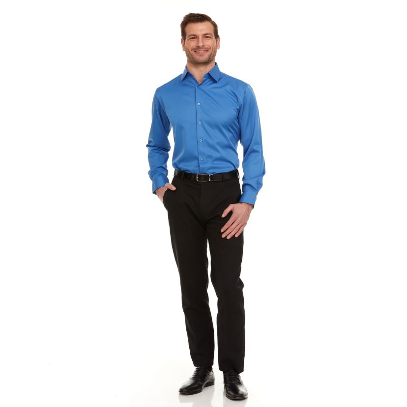 Mens Slim-Fit Sateen Stretch Dress Shirt