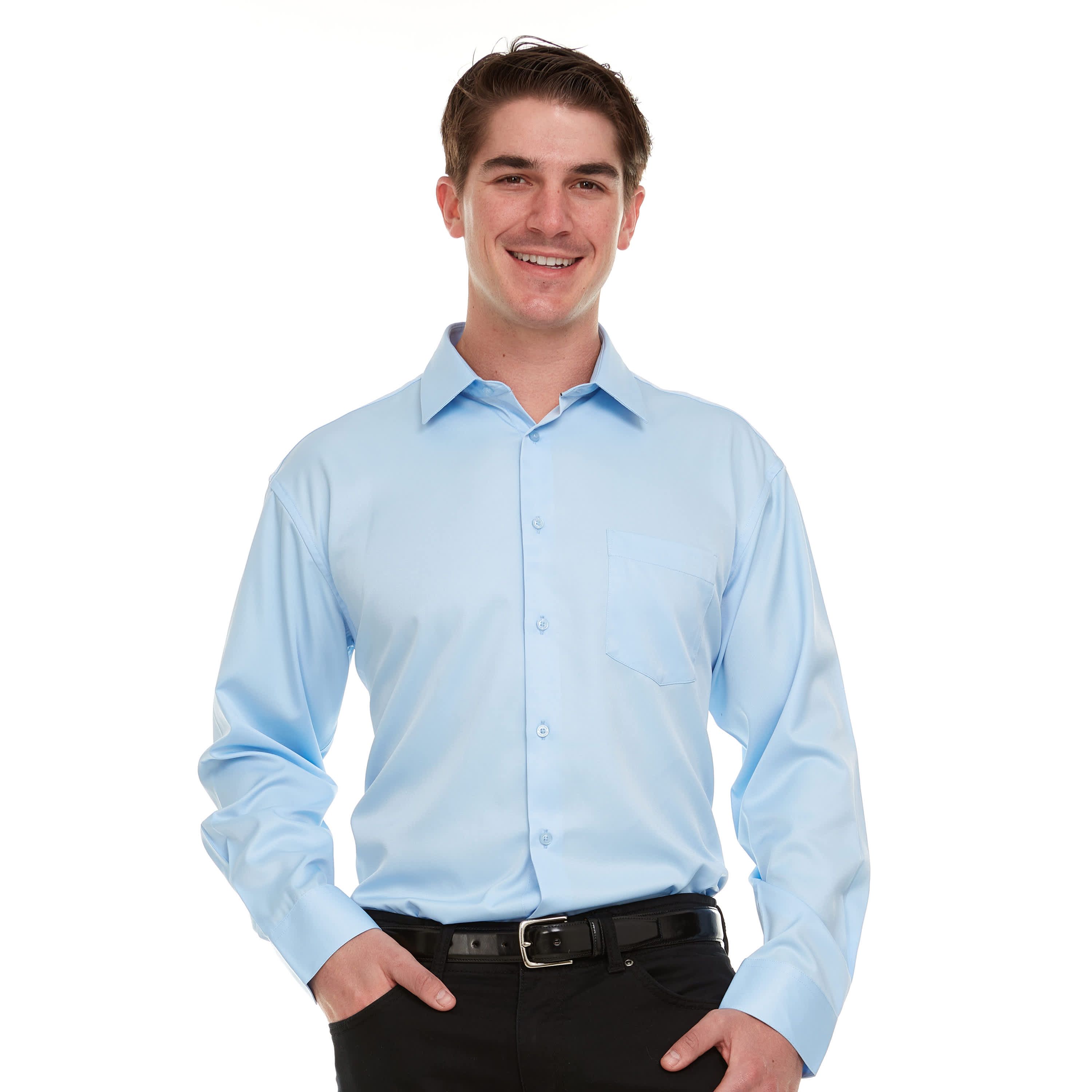 Mens Regular-Fit Sateen Stretch Dress Shirt