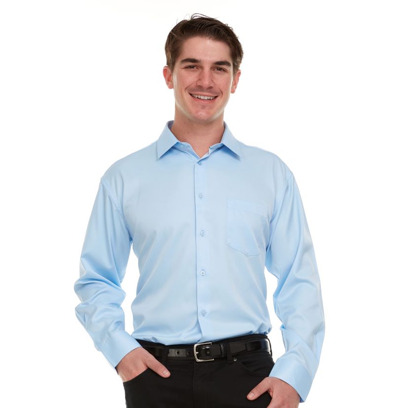 Mens Regular-Fit Sateen Stretch Dress Shirt