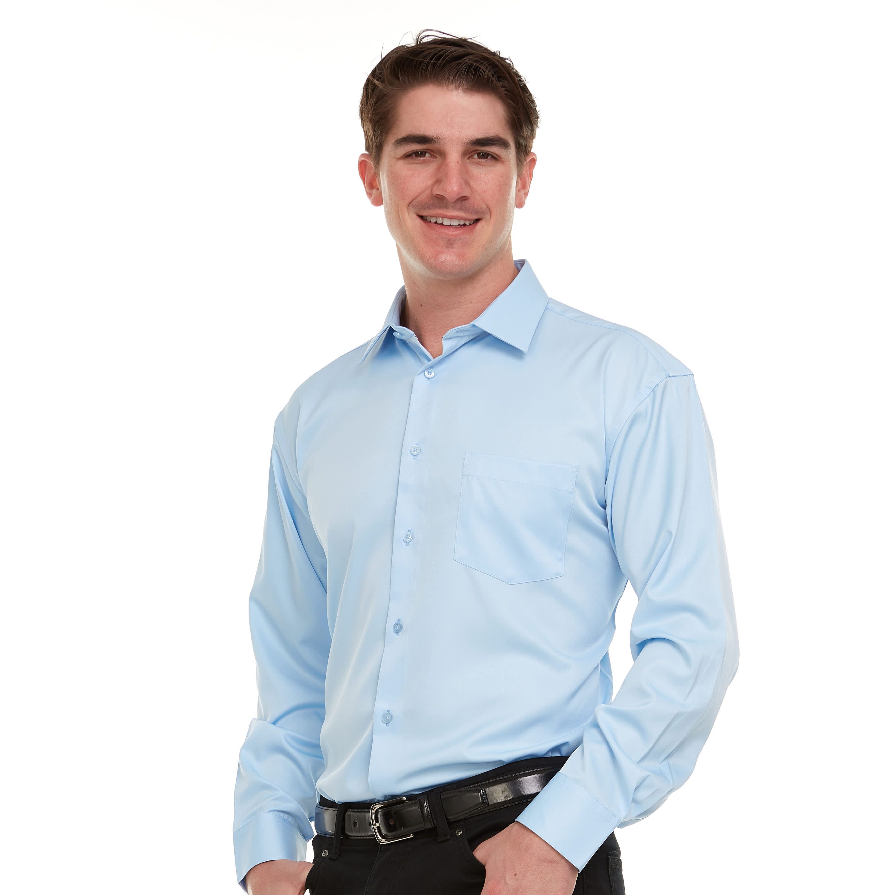 Mens Regular-Fit Sateen Stretch Dress Shirt