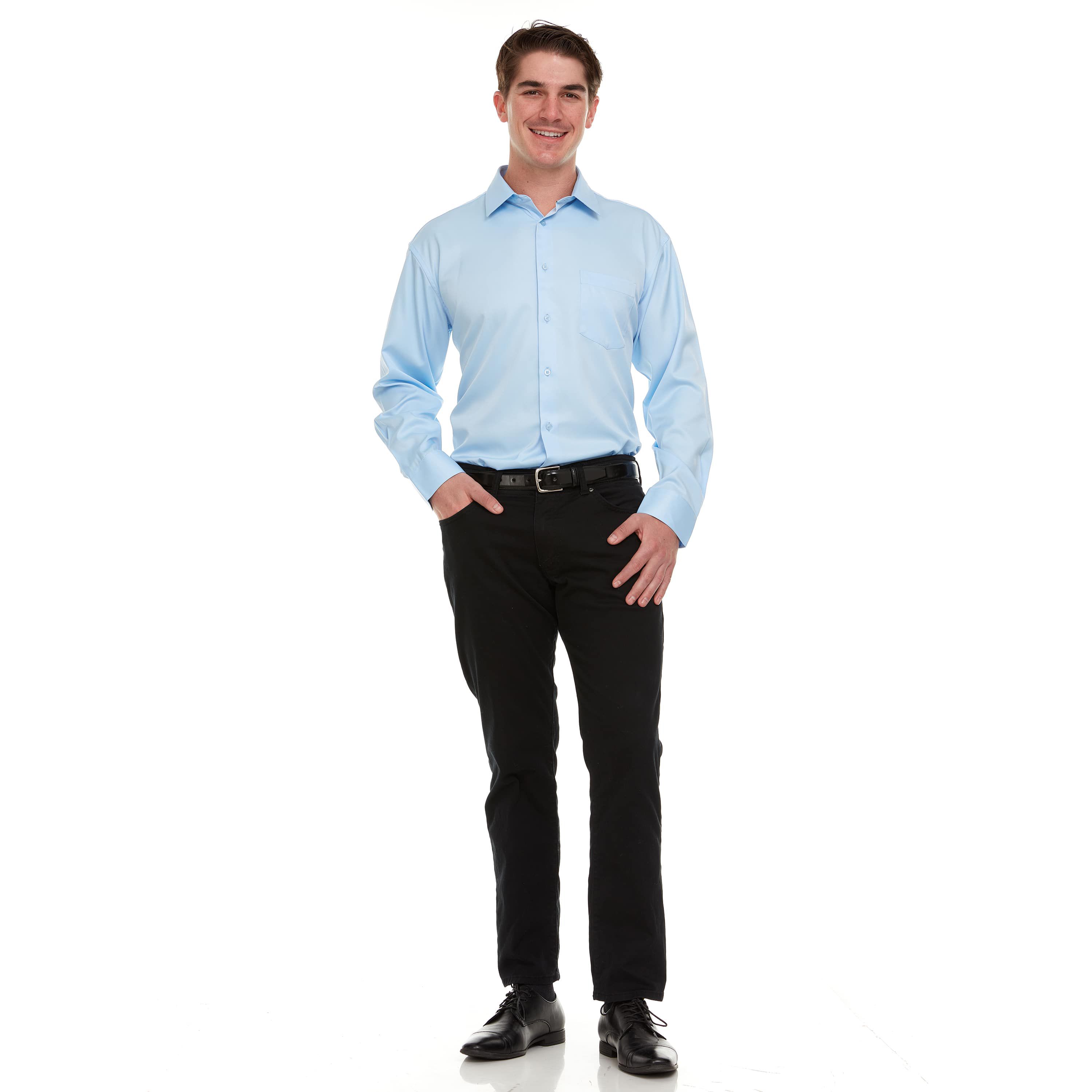 Mens Regular-Fit Sateen Stretch Dress Shirt