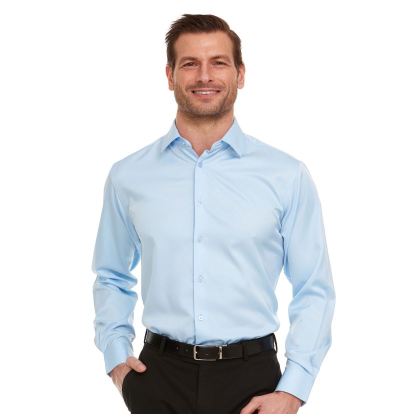 Mens Slim-Fit Sateen Stretch Dress Shirt