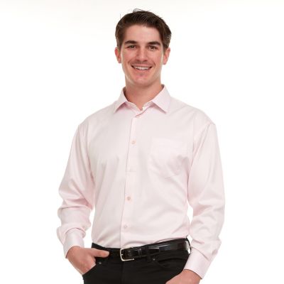 Geoffrey Beene Men's Regular-Fit Sateen Stretch Dress Shirt, Pink, 17 - 17.5 32/33