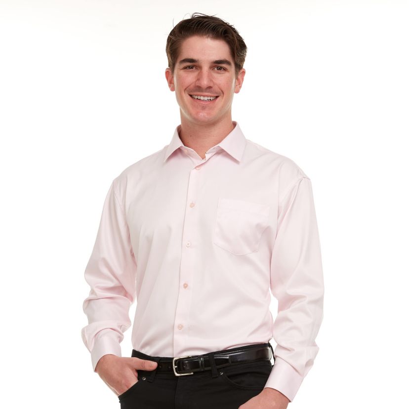 Mens Regular-Fit Sateen Stretch Dress Shirt