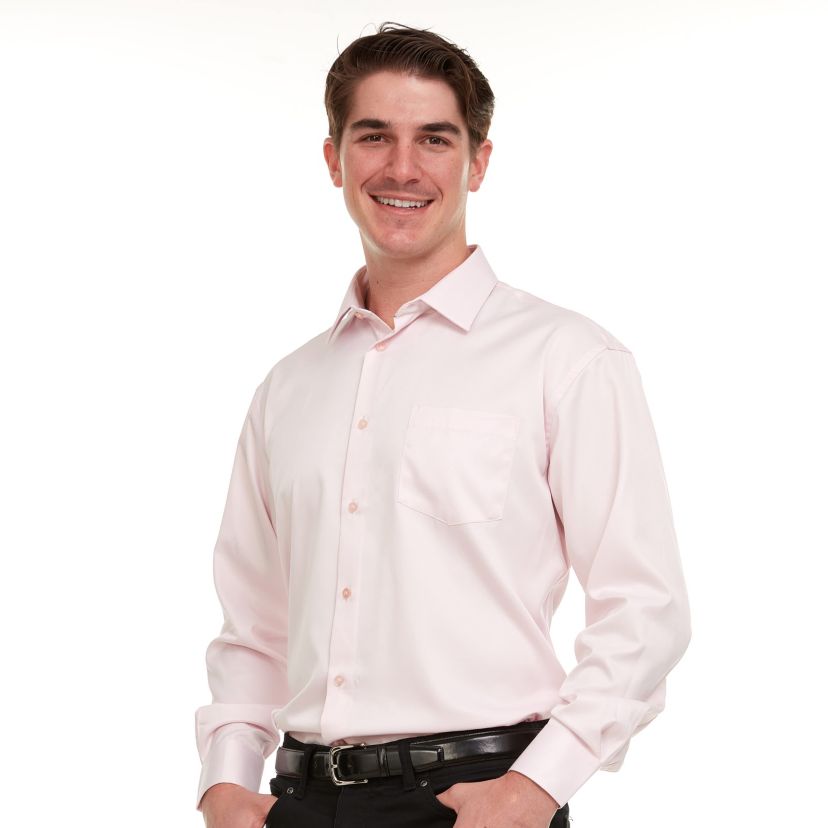 Mens Regular-Fit Sateen Stretch Dress Shirt